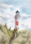 Preview: Postkarte DIN-A6 Aquarell Maritim Kunst Druck Kunstdruck Nordsee Dänemark Danmark  Hirtshals Dünen Leuchtturm